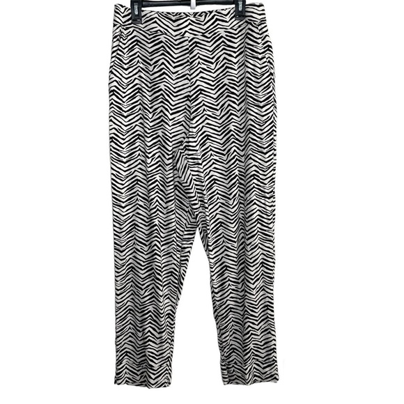 Alfani Linen Blend Zebra Print Pull On Pants Black and White - Picture 1 of 6